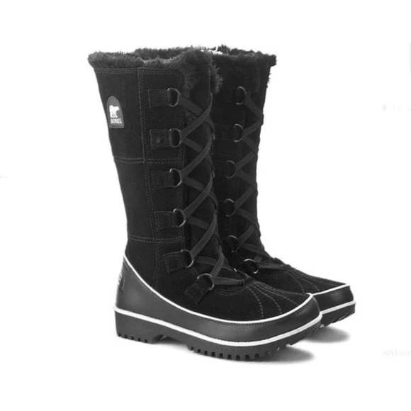 Sorel Tivoli High Il Snow Boots Waterproof Suede Leather Black Size 8 - Picture 1 of 11